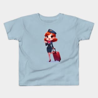 Cute Flight Attendant Kids T-Shirt